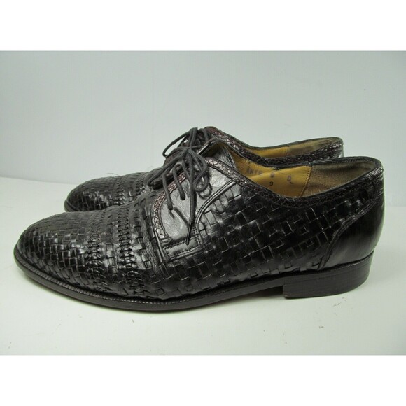 Dino Monti Ante Vintage Mens Black Leather Woven Lace Up Oxfords Size US 9 D - Picture 6 of 12